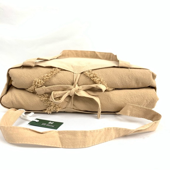 Urban Outfitters Crisscross Tufted Duvet Cover Full / Queen Tan Peachy Boho NWT - Picture 7 of 8